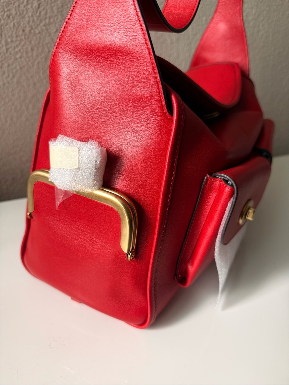 Coach Turnlock Haversack in Scarlet Red - Picture 4 of 7